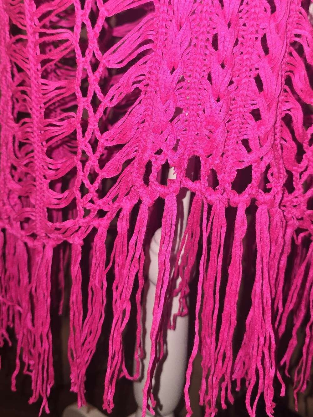 Hot Pink Crochet Fringe Swim Cover-Up Dress - Women Swim - Picture 5 of 5